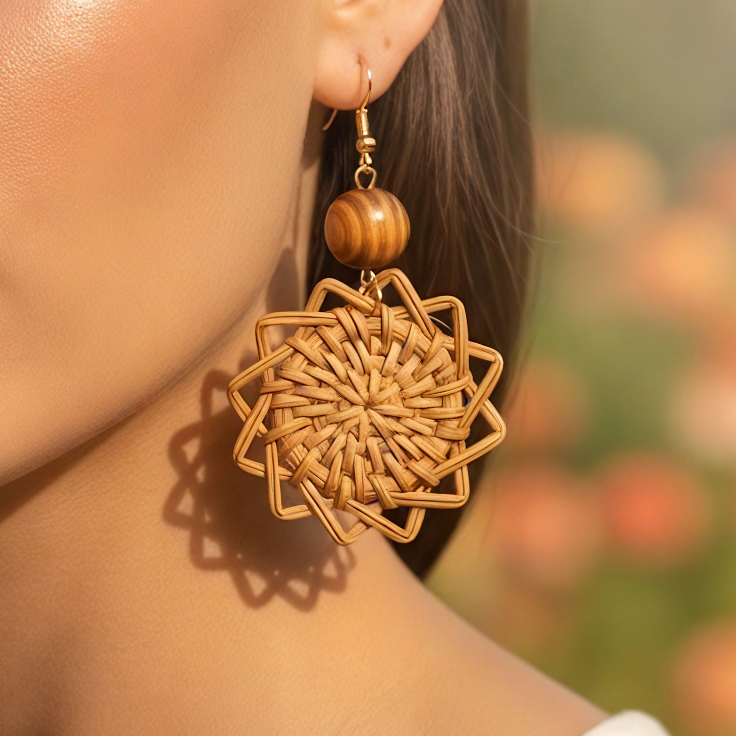 Handmade Rattan Sunburst Earrings
