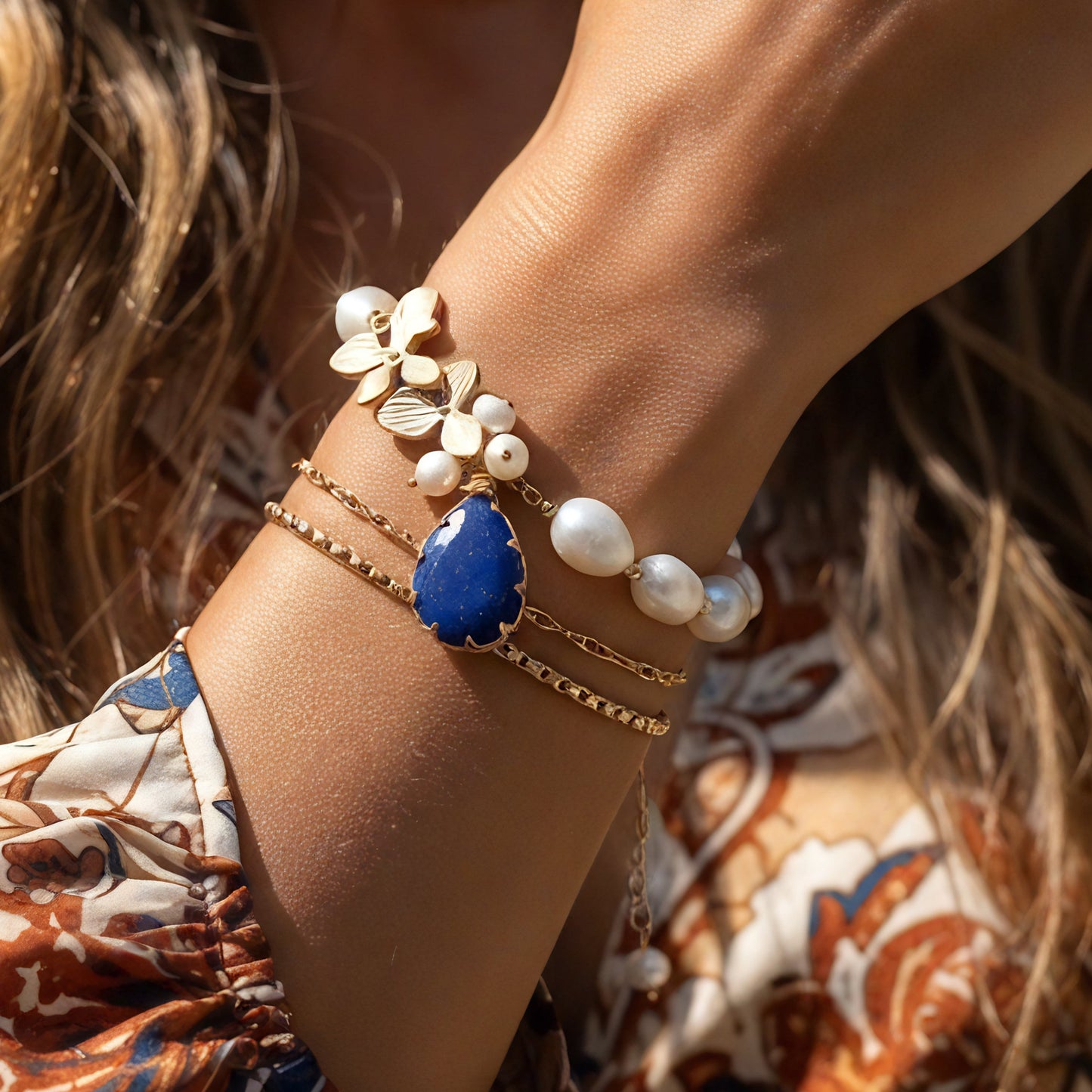 Lapis Lazuli Pearl Harmony Bracelet