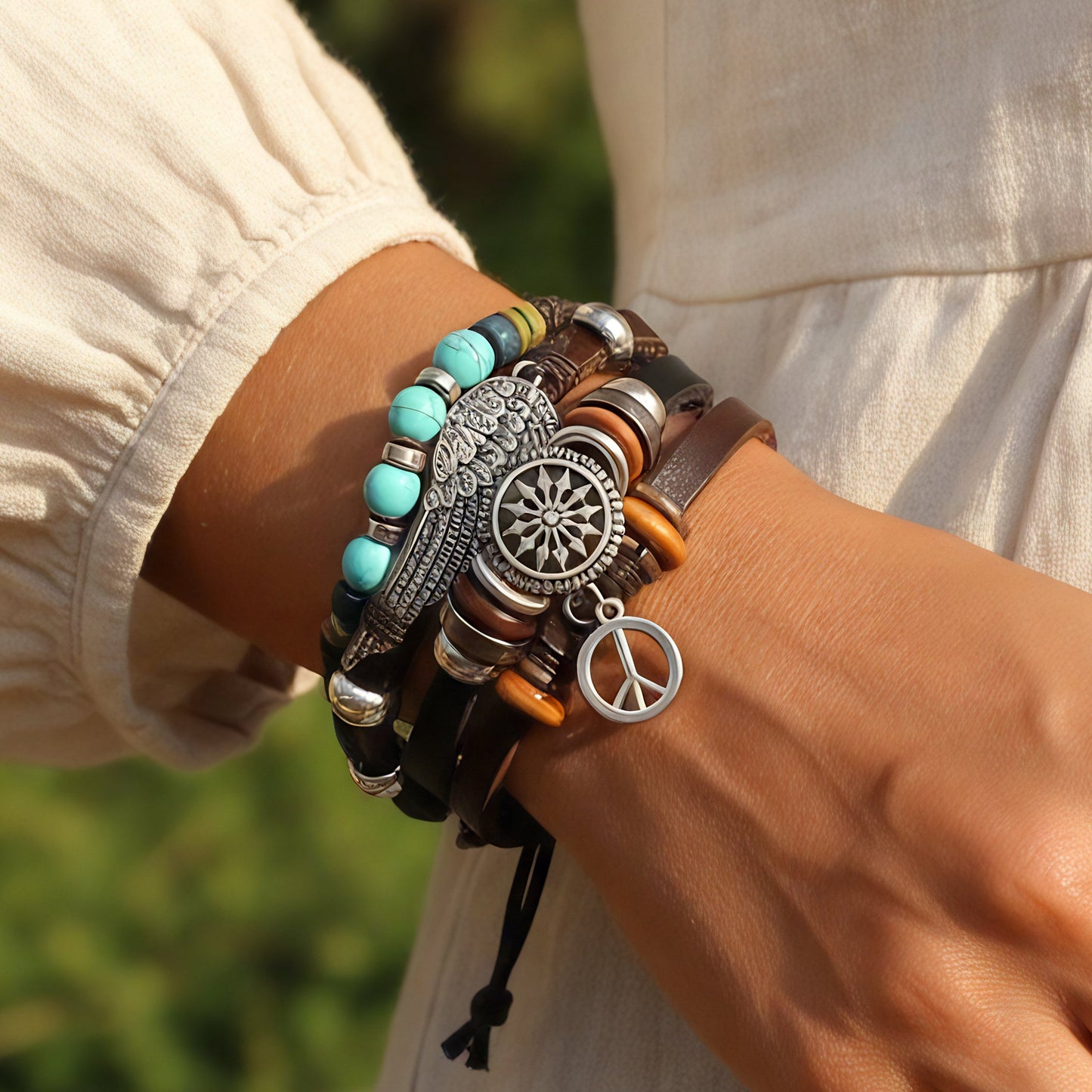 Boho Spirit Dreamcatcher Leather Bracelet