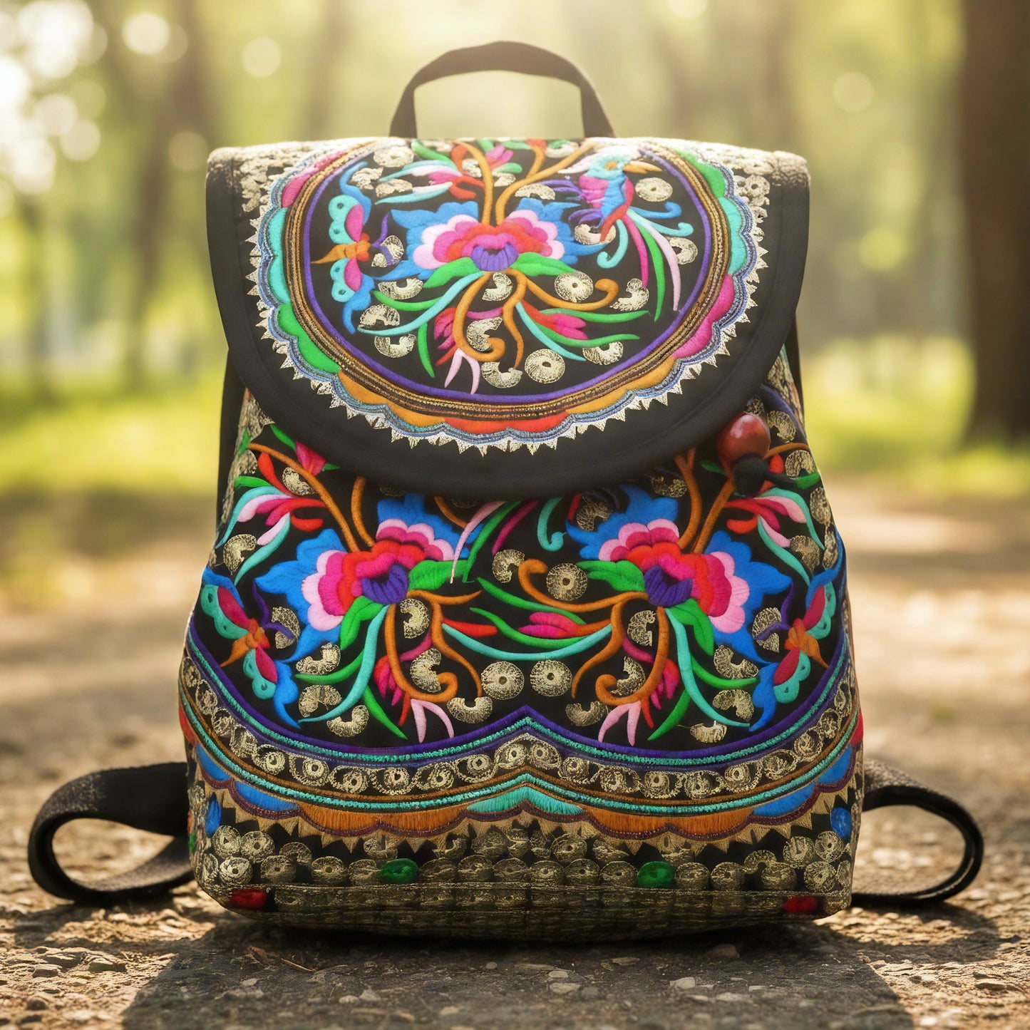 Ethereal Bloom Embroidery Backpack