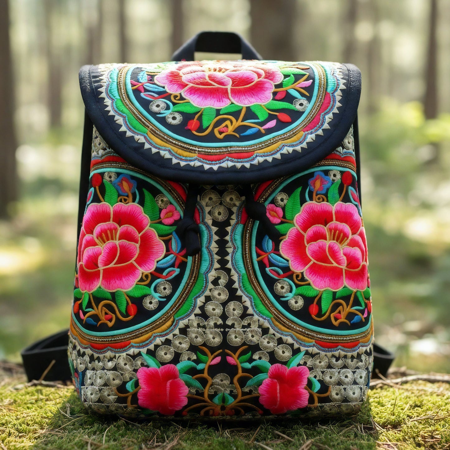 Ethereal Bloom Embroidery Backpack