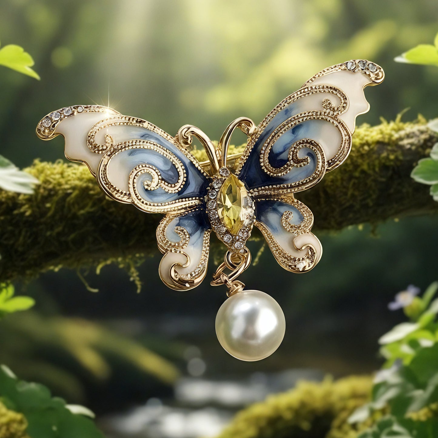 Enchanted Butterfly Pearl Brooch