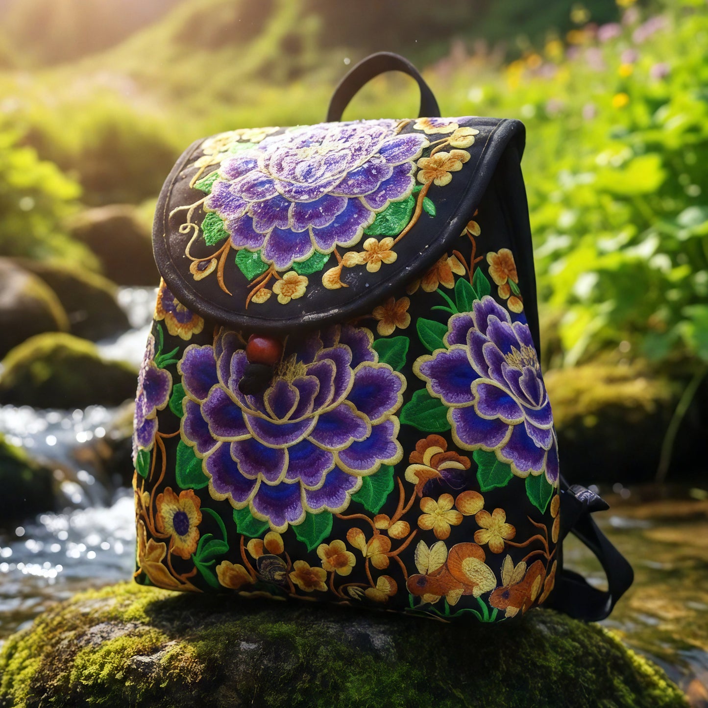 Ethereal Bloom Embroidery Backpack