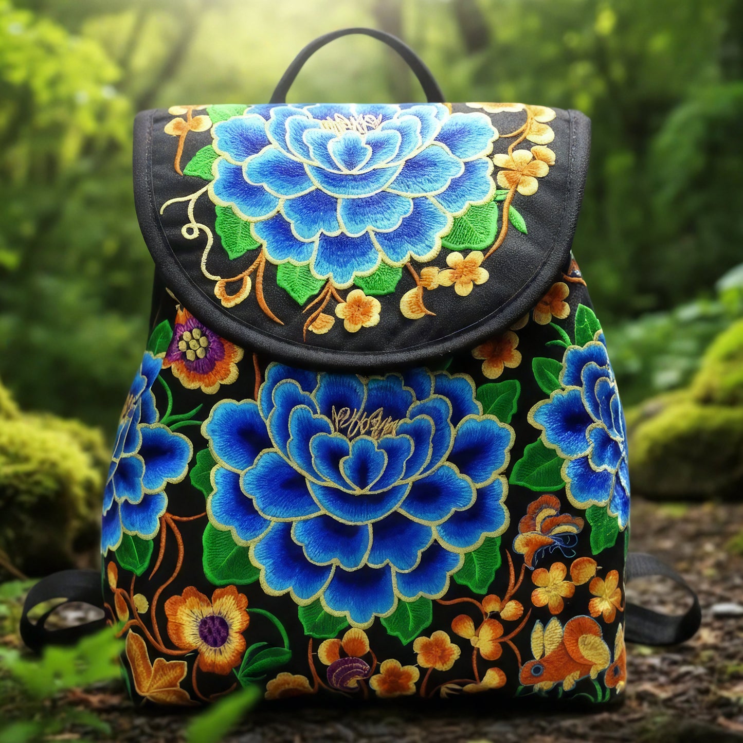 Ethereal Bloom Embroidery Backpack