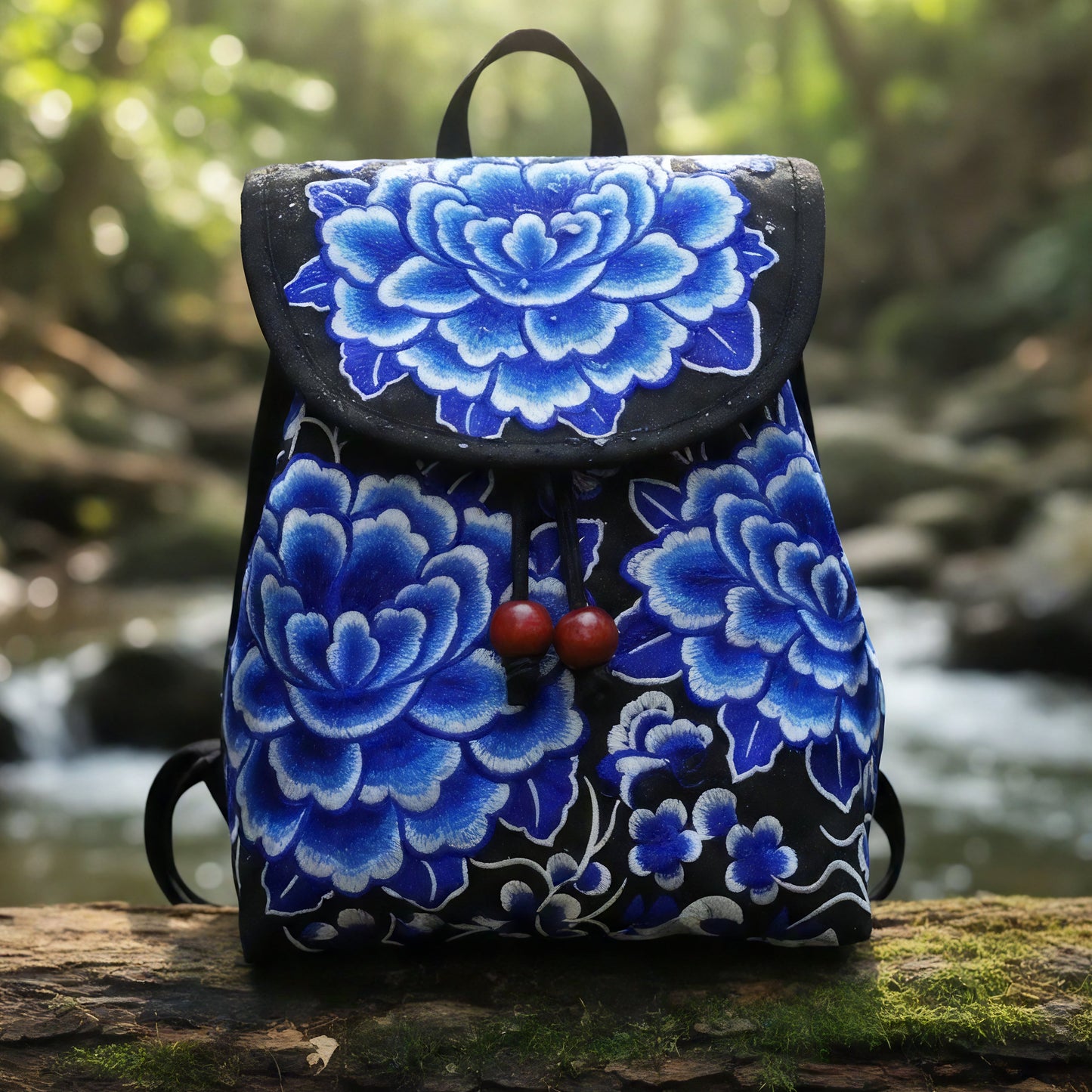 Ethereal Bloom Embroidery Backpack
