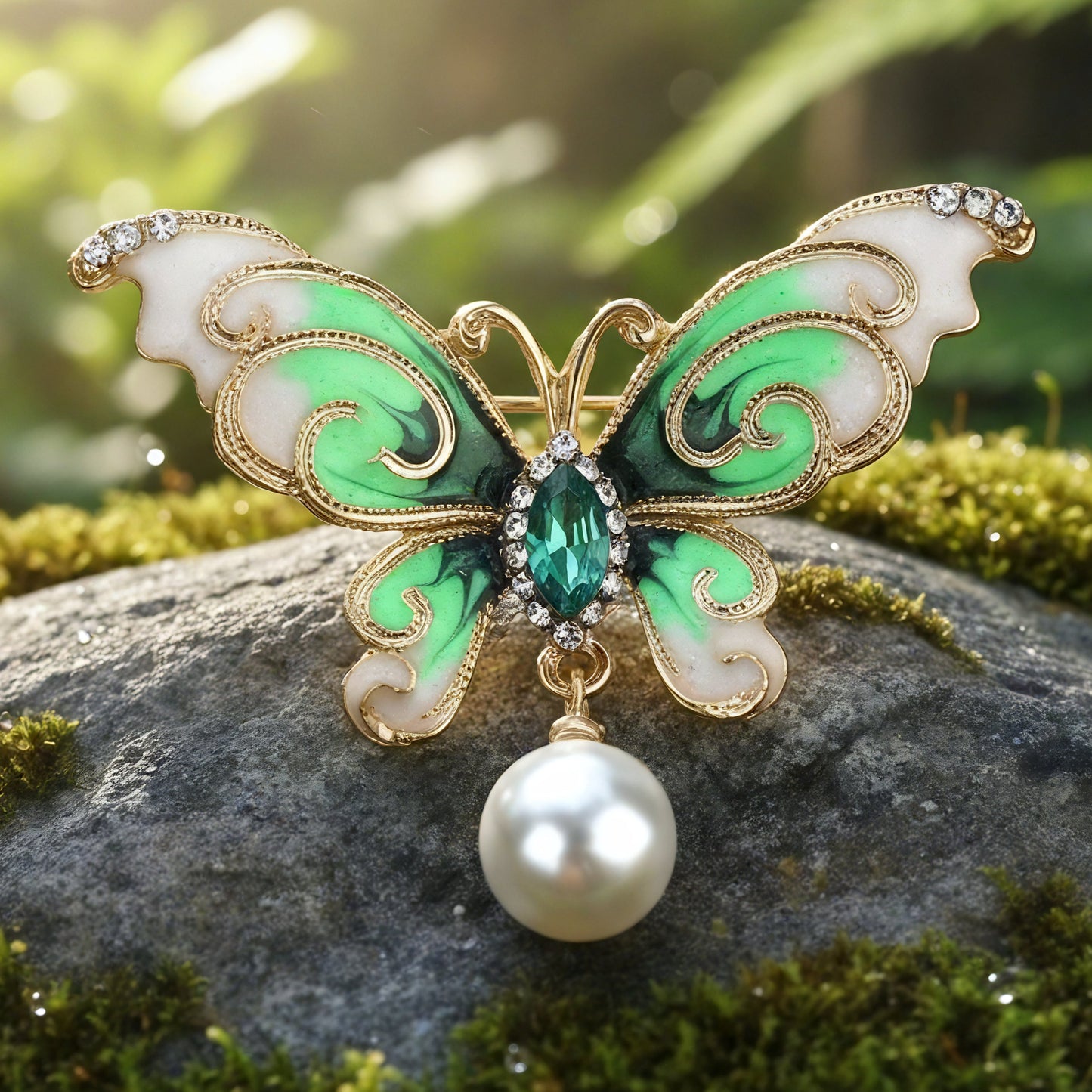 Enchanted Butterfly Pearl Brooch
