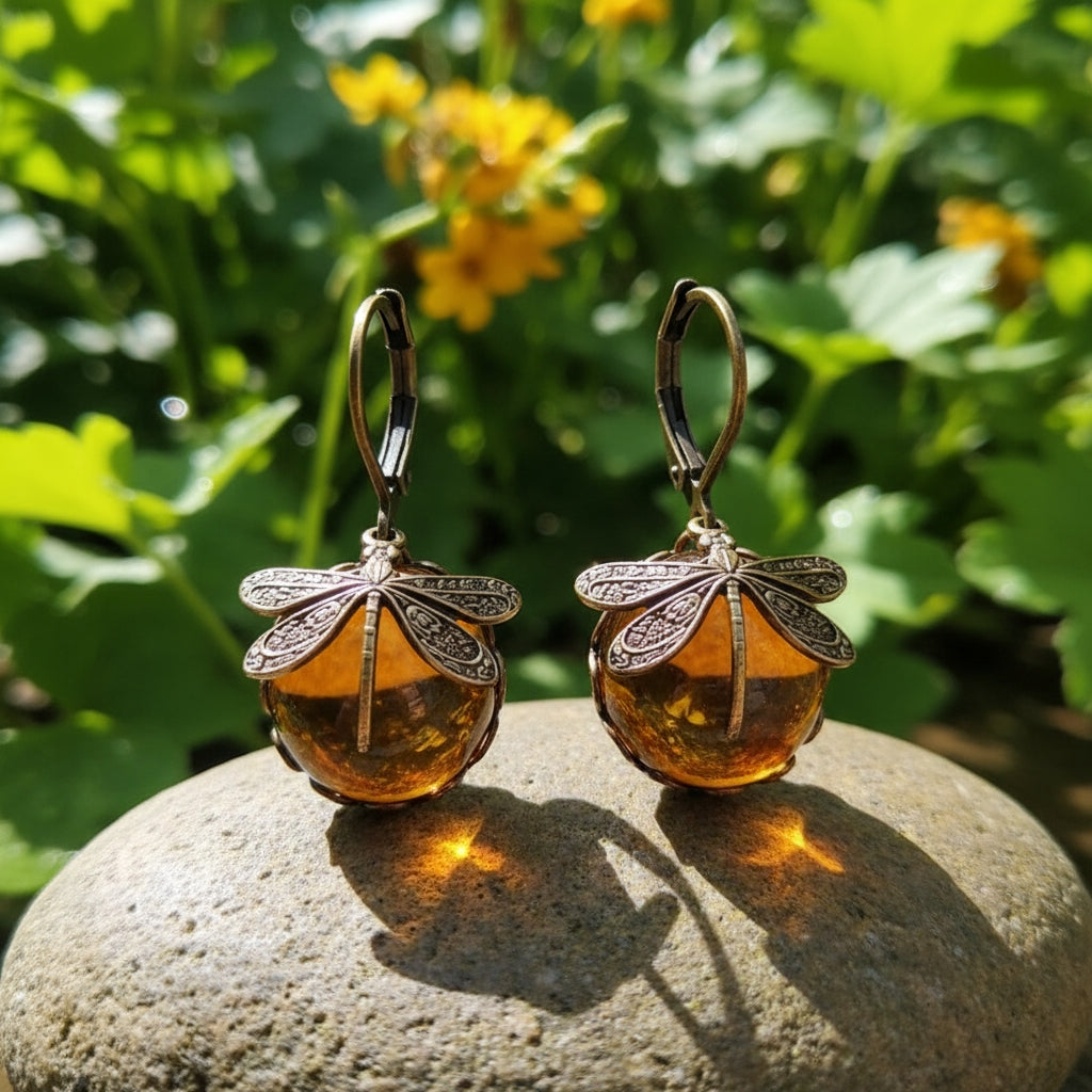 Bohemian Dragonfly Charm Earrings