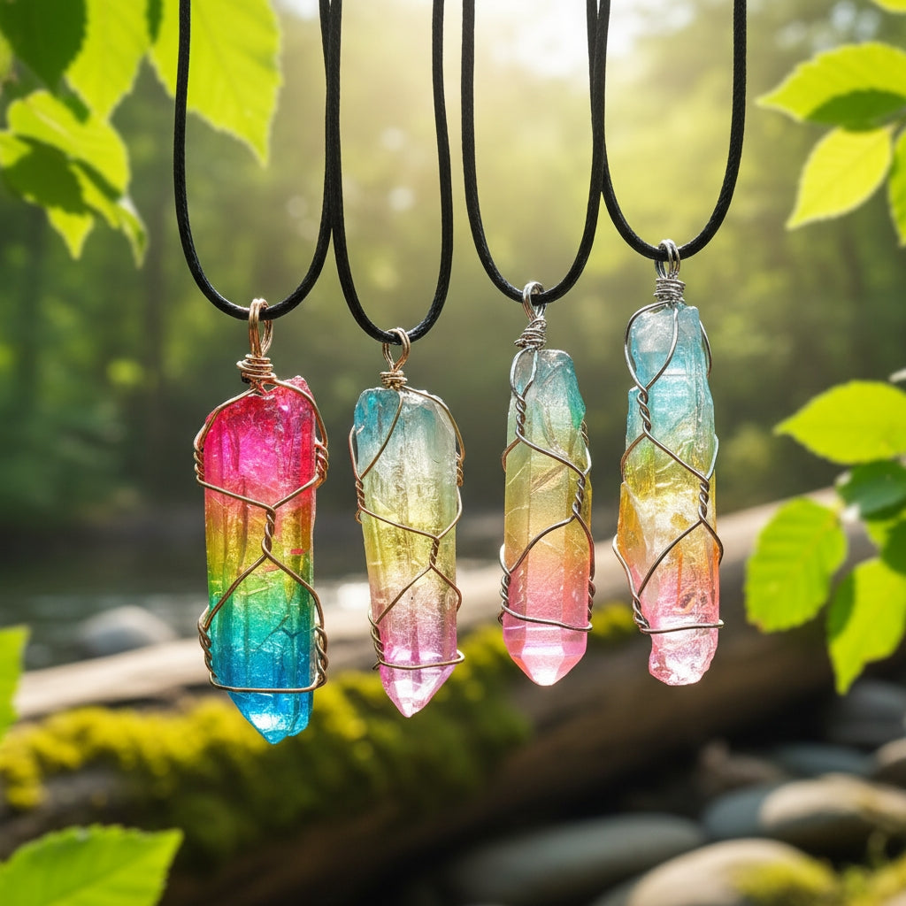 Tree of Life Multicolor Healing Crystal Quartz Pendant