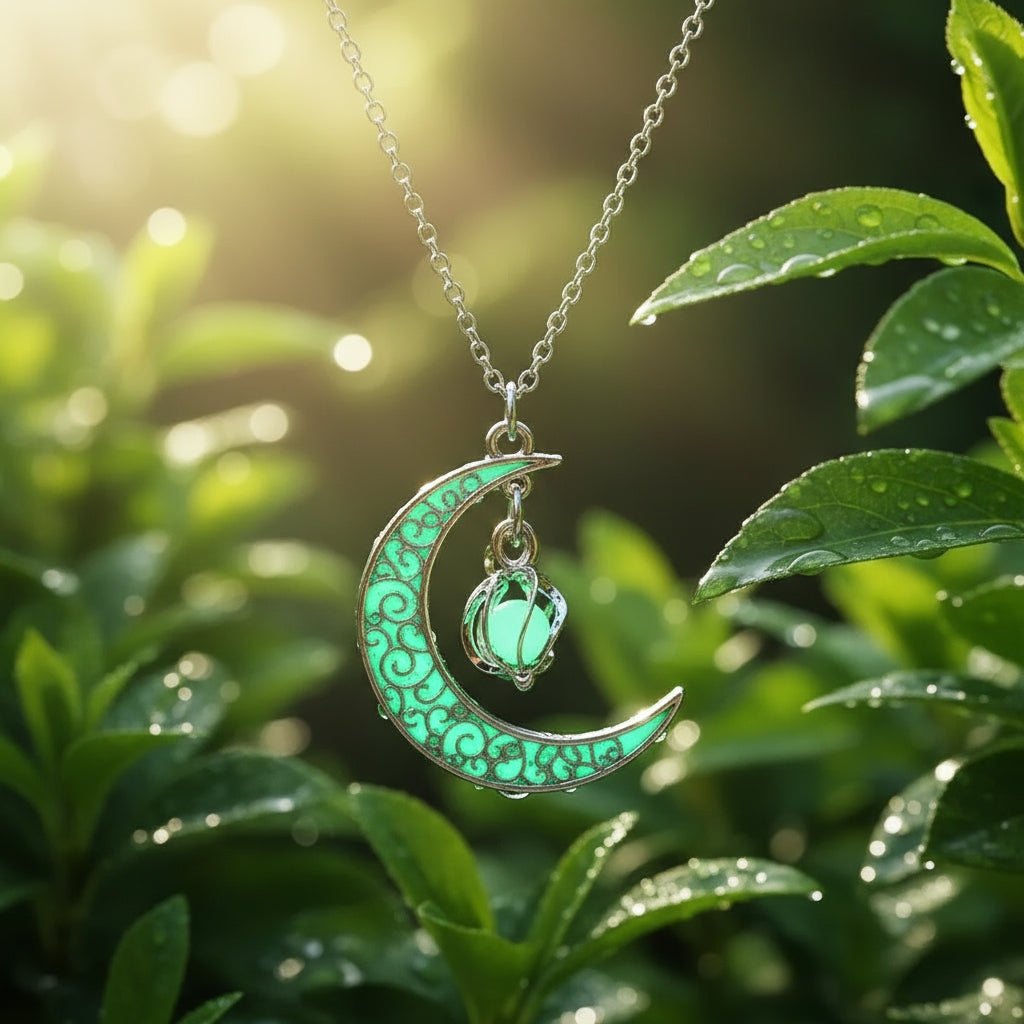 Luminous Crescent Moon Glow Necklace