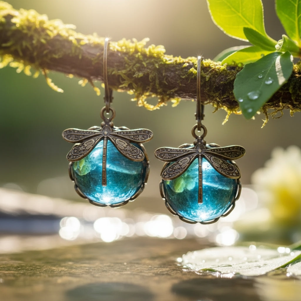 Bohemian Dragonfly Charm Earrings