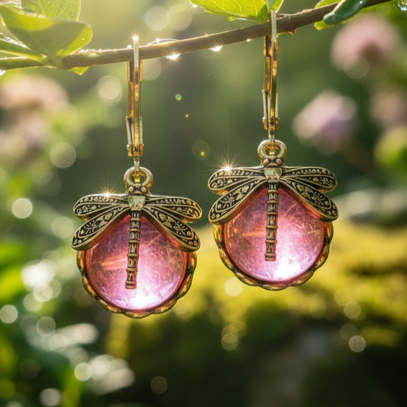 Bohemian Dragonfly Charm Earrings