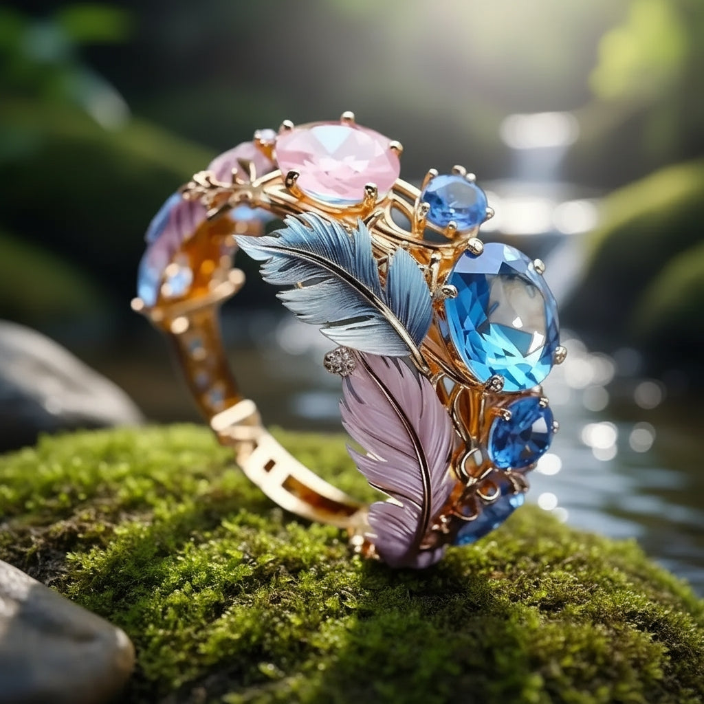Celestial Feather Gem Bracelet
