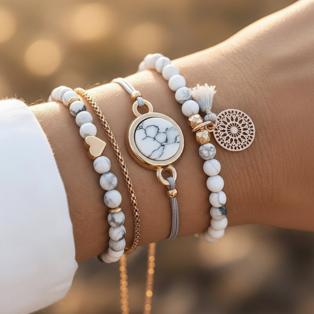 Howlite Serenity Bracelet Set