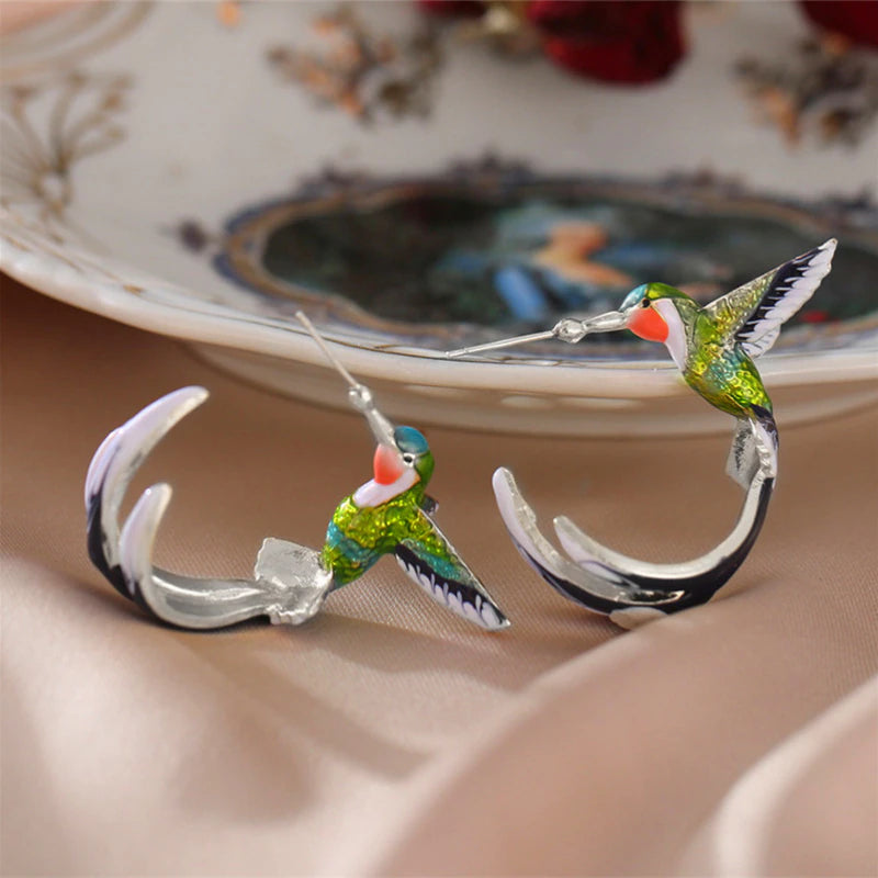 3D Hummingbird Earrings