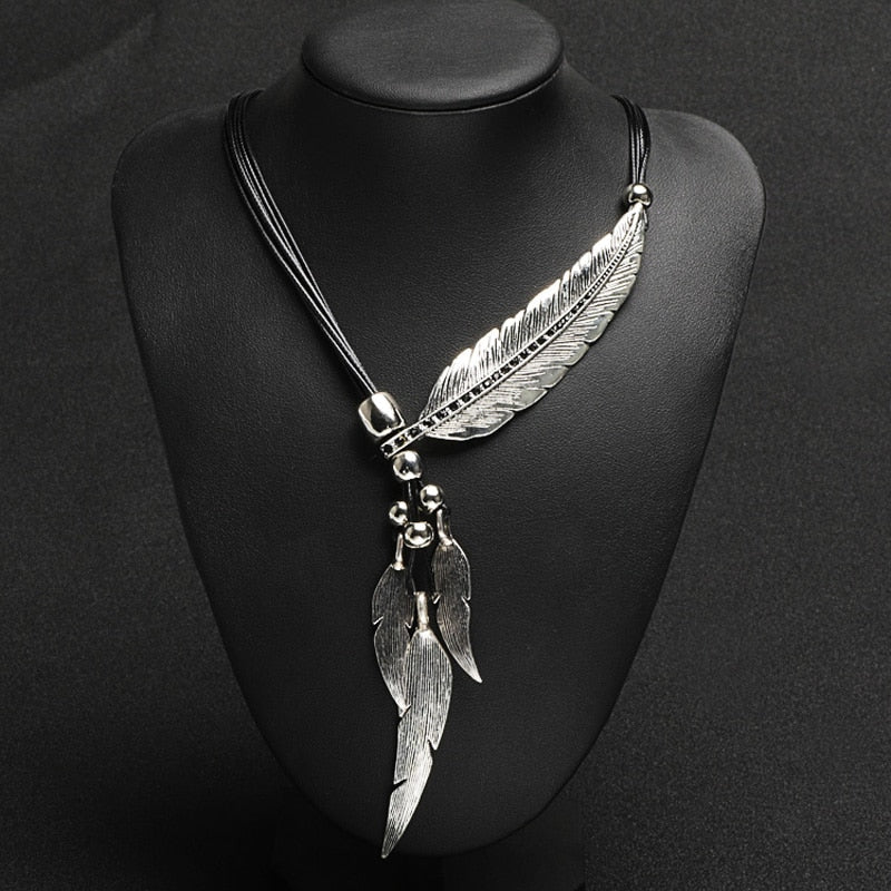 Enchanting Leaf and Feather Necklace