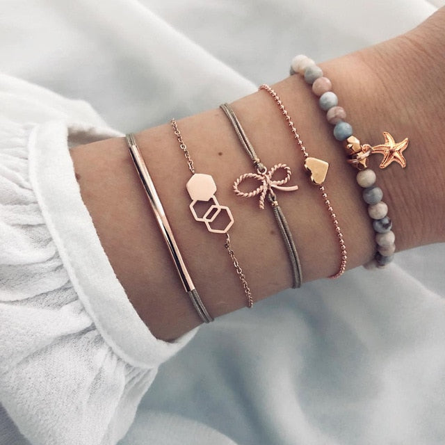 4-Piece Boho Tassel Treasure Bracelet Set