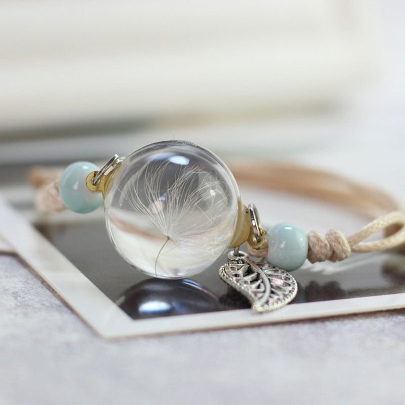 Dandelion Dreams Glass Ball Bracelet