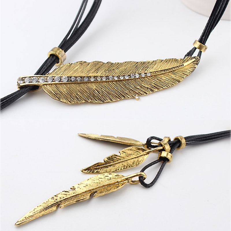 Enchanting Leaf and Feather Necklace