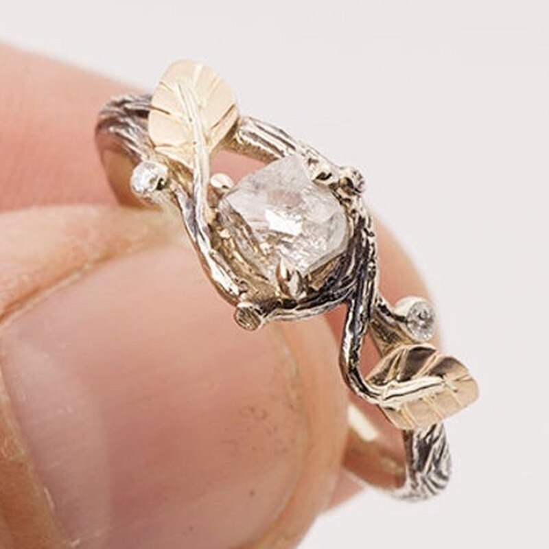 Enchanting Twig and Leaflet Diamond Ring