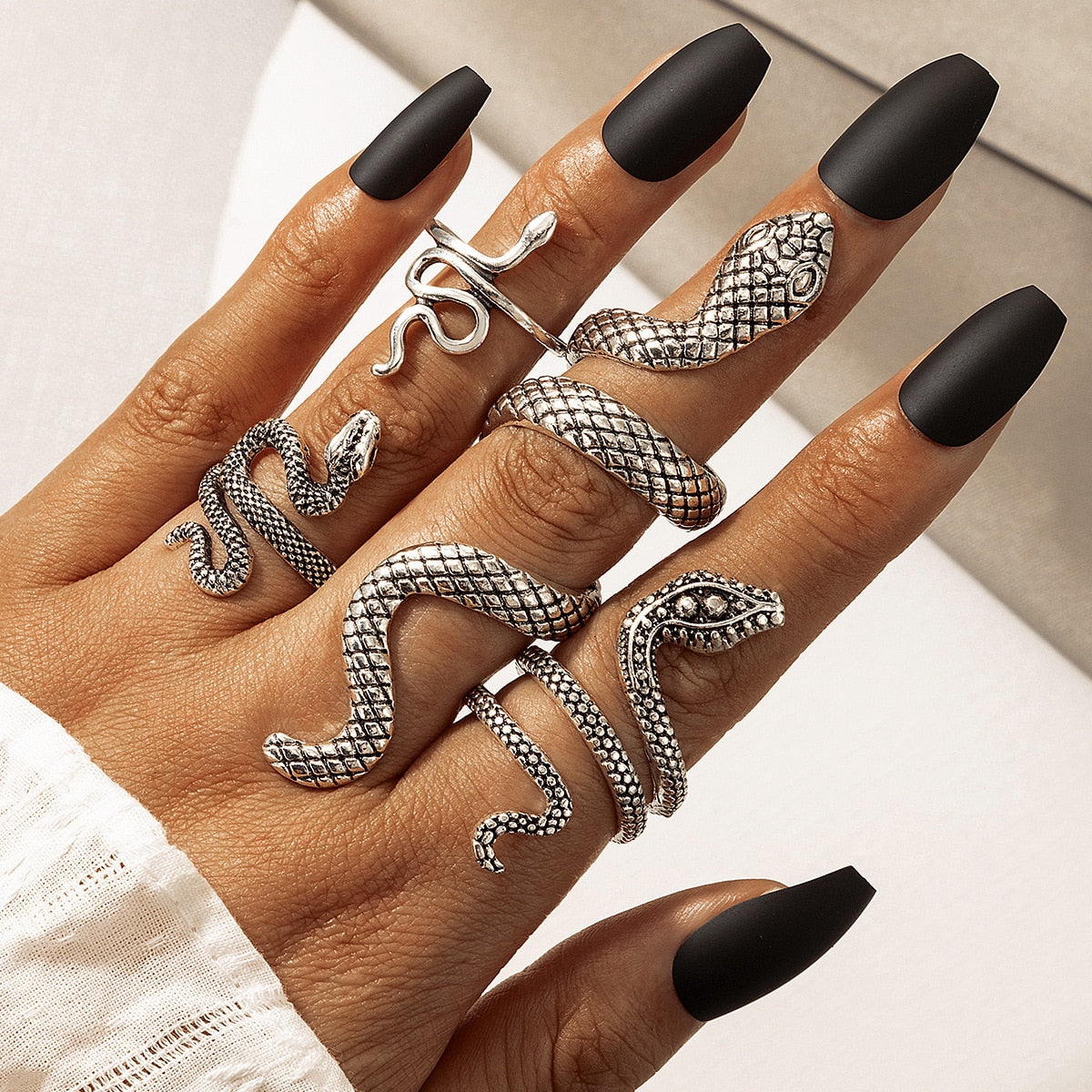 Gothic Snake Ring Set