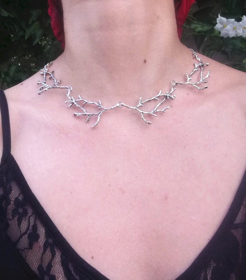 Mystic Moonlight: White Crystal Branch Necklace