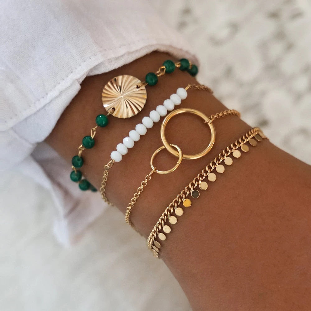 4-Piece Boho Tassel Treasure Bracelet Set