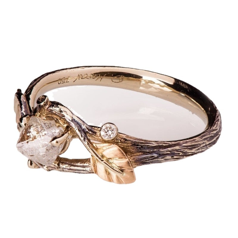 Enchanting Twig and Leaflet Diamond Ring