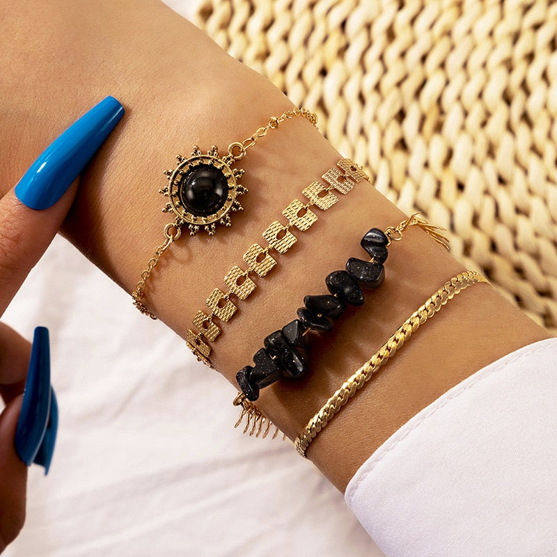 4-Piece Boho Tassel Treasure Bracelet Set