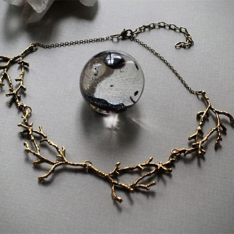 Mystic Moonlight: White Crystal Branch Necklace