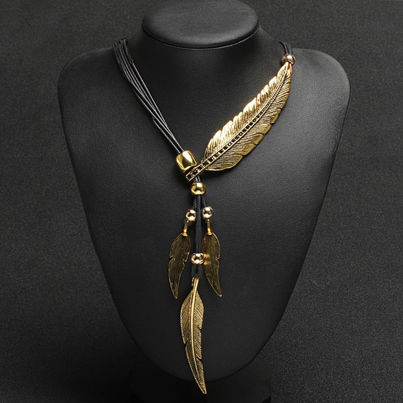 Enchanting Leaf and Feather Necklace