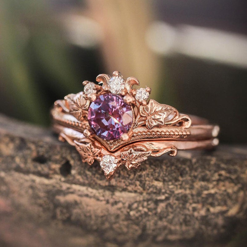 Enchanting Royal Rose Ring Set