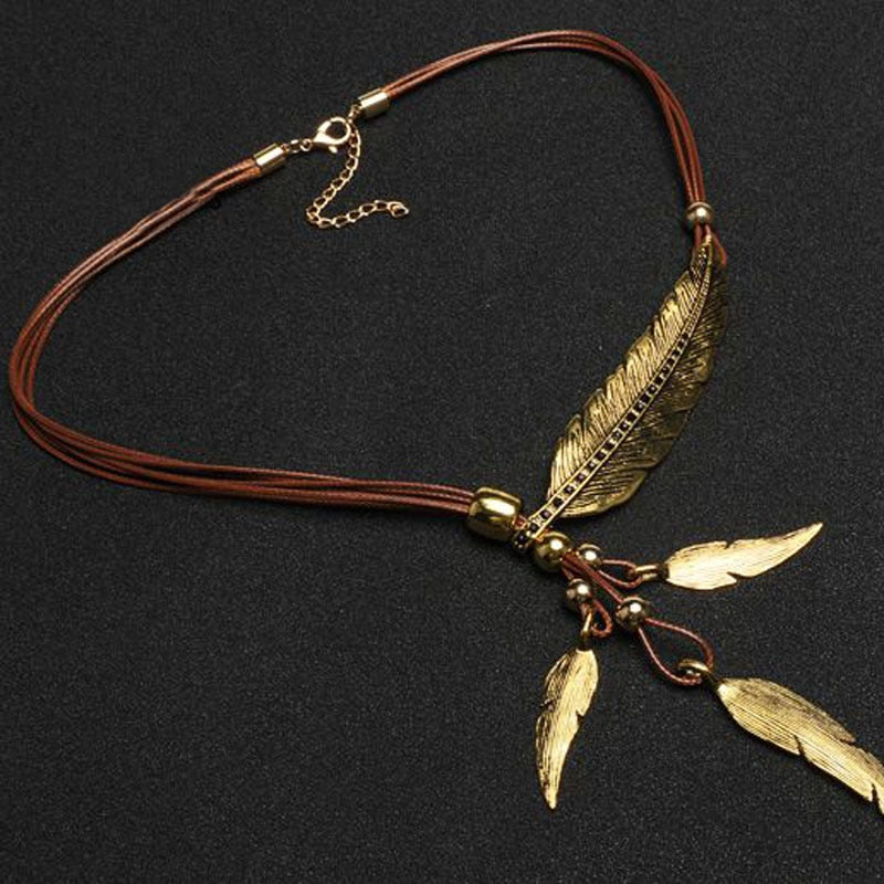 Enchanting Leaf and Feather Necklace