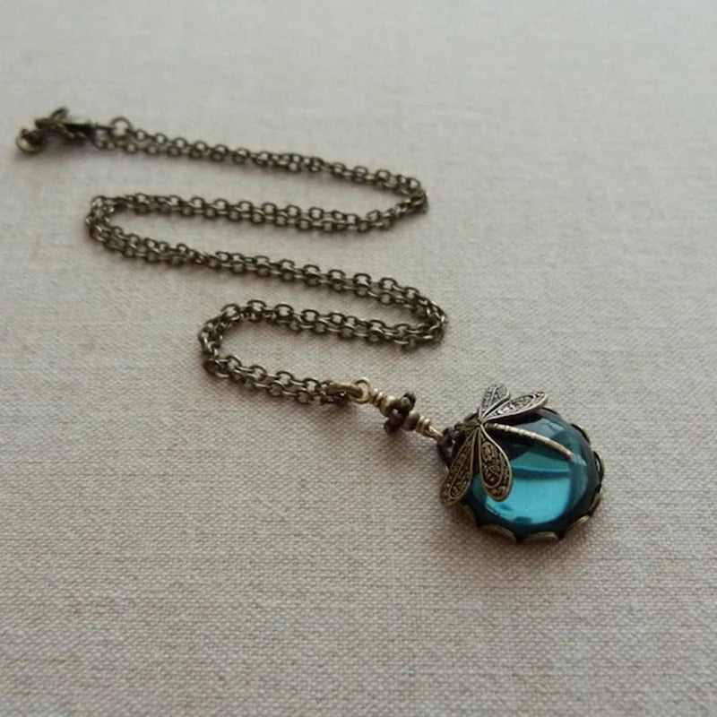 Vintage Moonstone Dragonfly Necklace