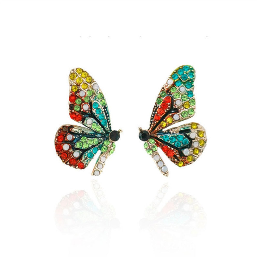 Exquisite Rhinestone Butterfly Stud Earrings