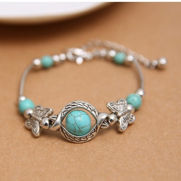 Trendy Butterfly Turquoise Bracelet