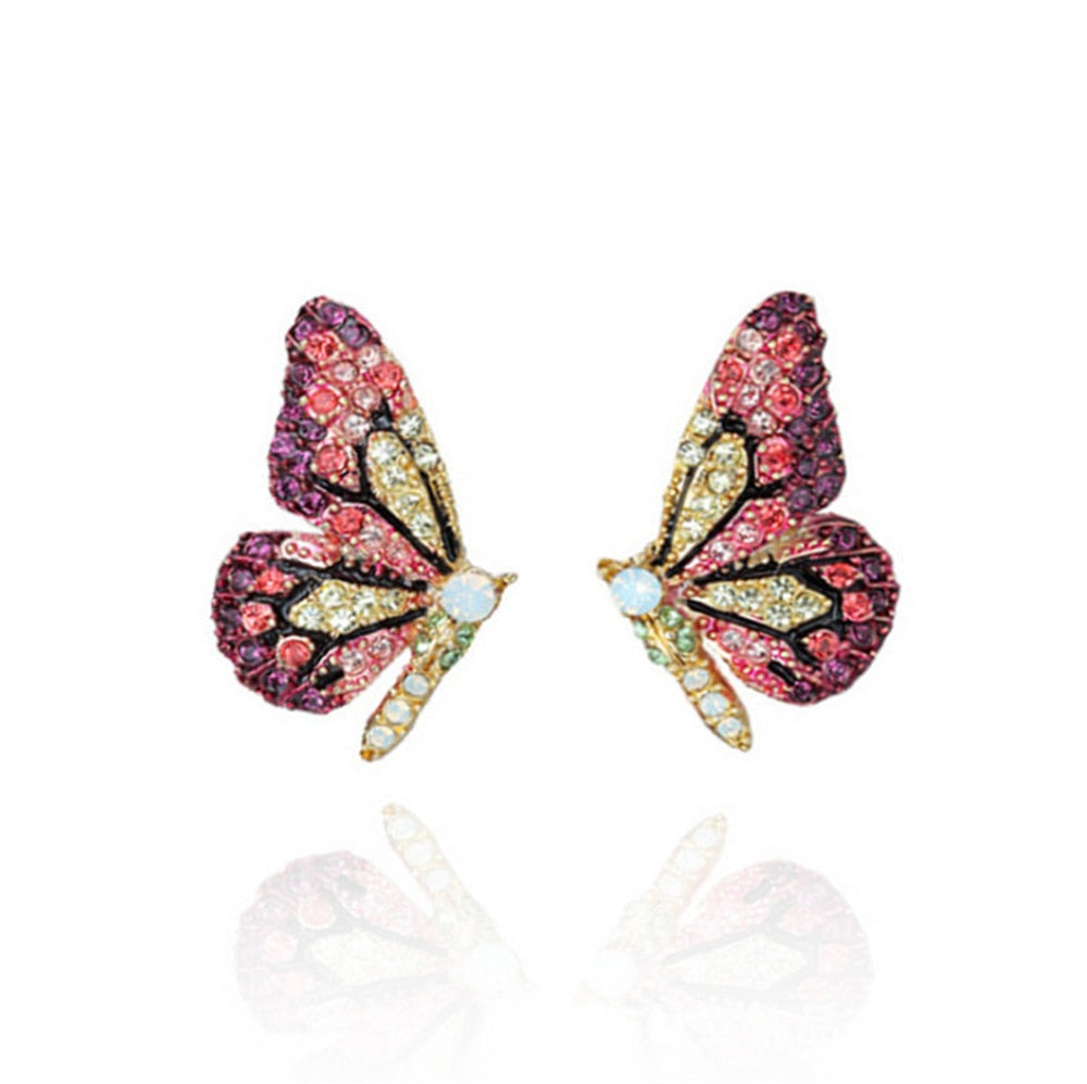 Exquisite Rhinestone Butterfly Stud Earrings