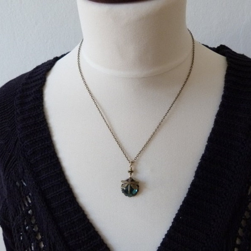 Vintage Moonstone Dragonfly Necklace