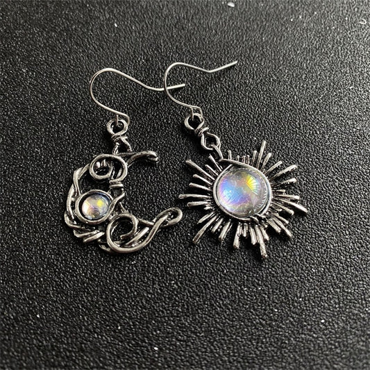 Sun and Moonstone Crystal Drop Earrings