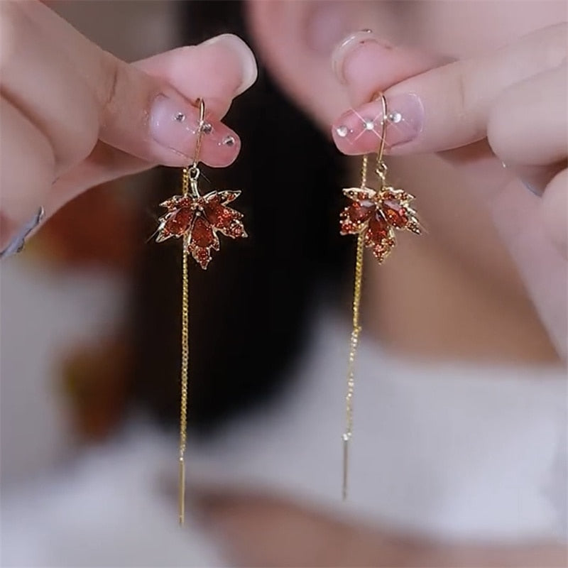 French Vintage Rhinestone Tassel Earrings