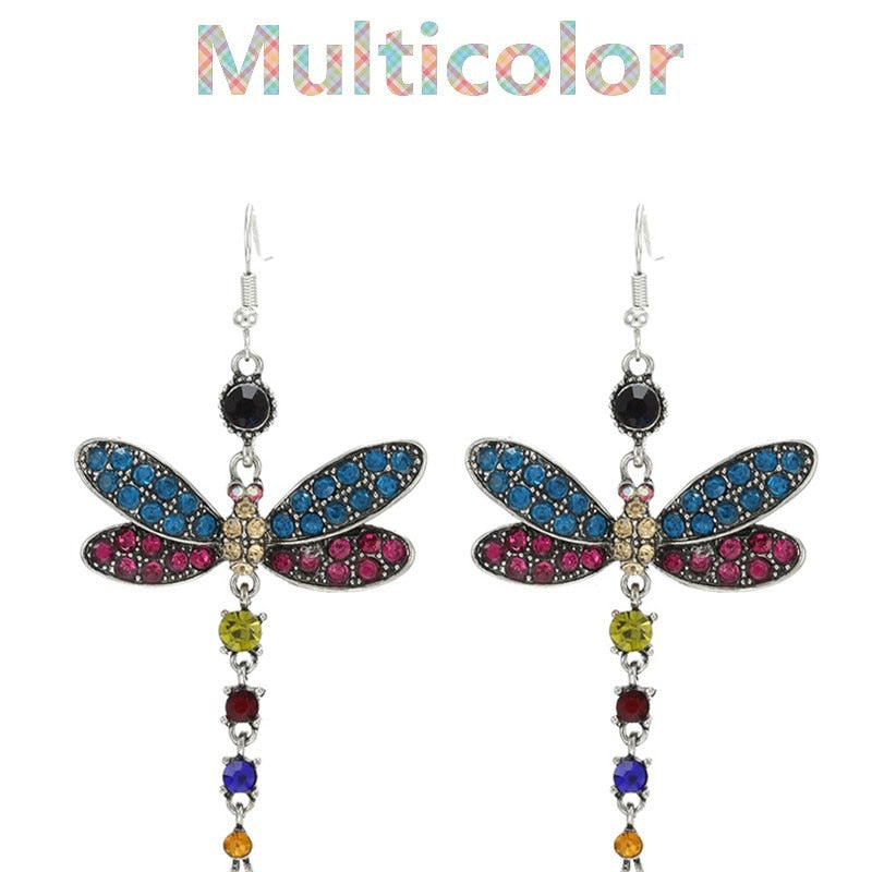 Exquisite Crystal Dragonfly Hook Earrings