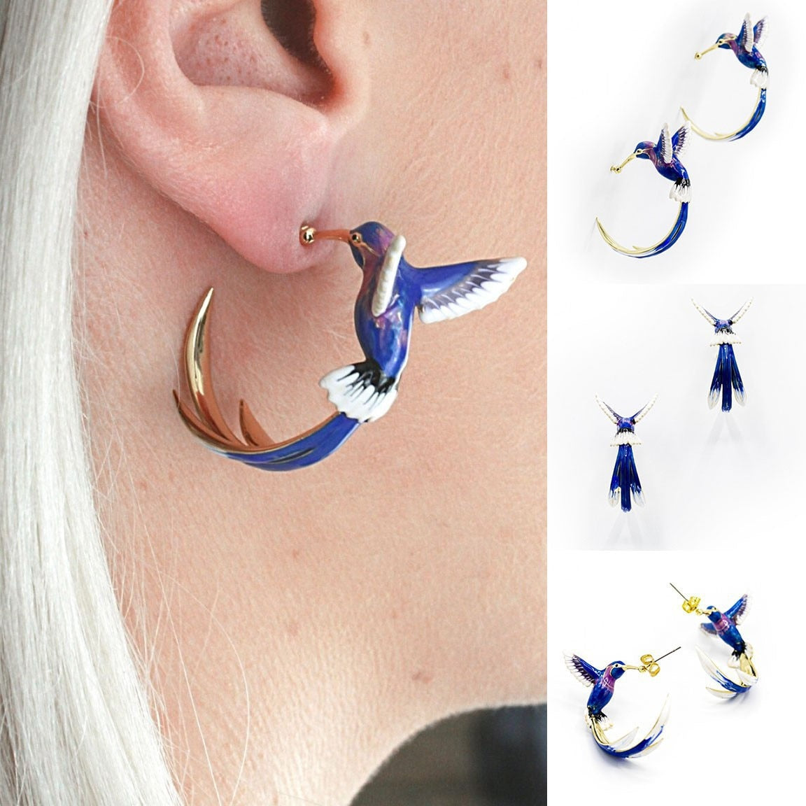 3D Hummingbird Earrings