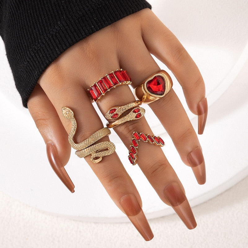 Gothic Snake Ring Set