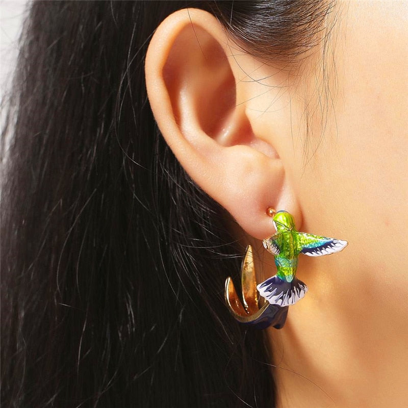 3D Hummingbird Earrings