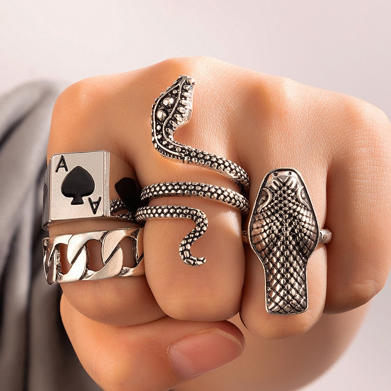 Gothic Snake Ring Set