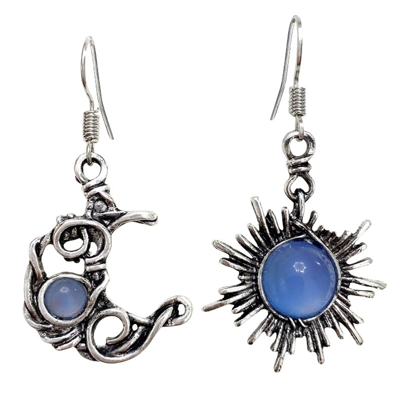 Sun and Moonstone Crystal Drop Earrings