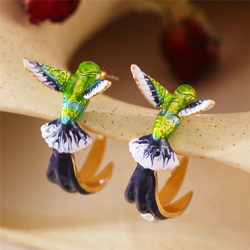 3D Hummingbird Earrings