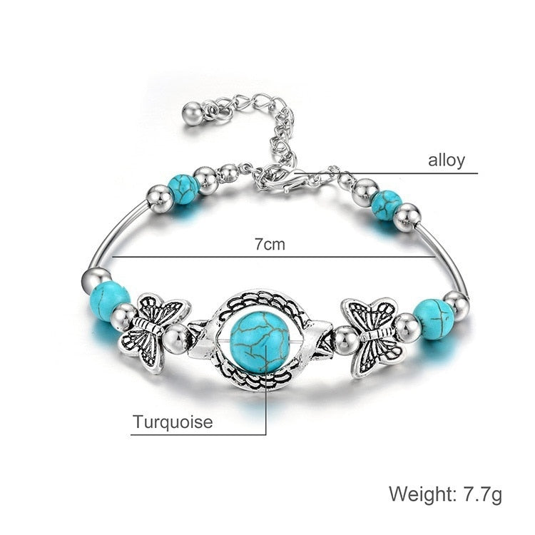 Trendy Butterfly Turquoise Bracelet