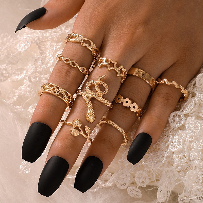 Gothic Snake Ring Set