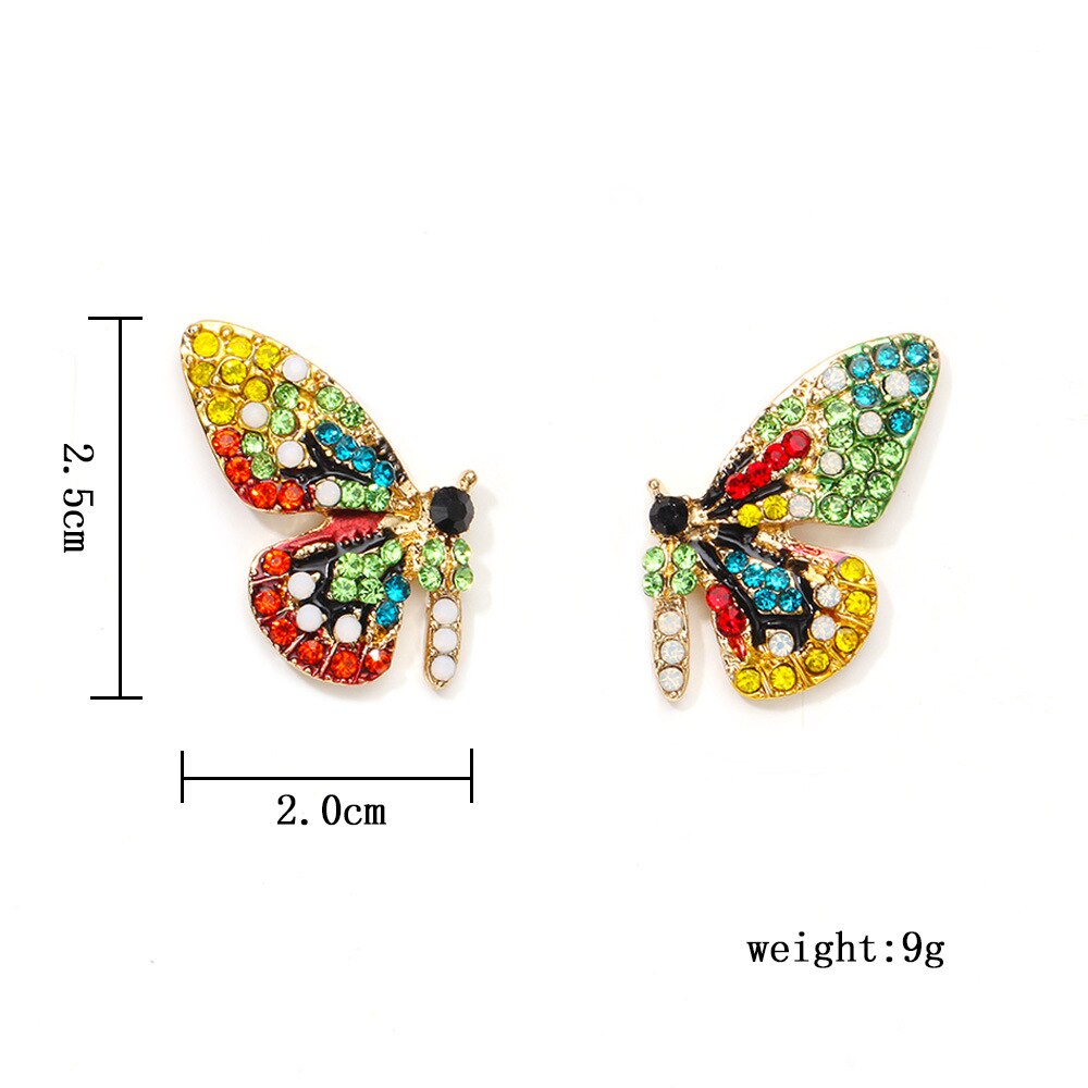 Exquisite Rhinestone Butterfly Stud Earrings