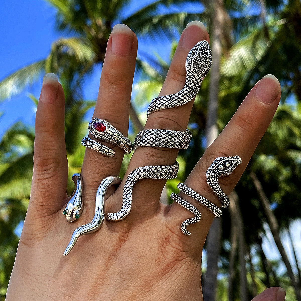 Gothic Snake Ring Set